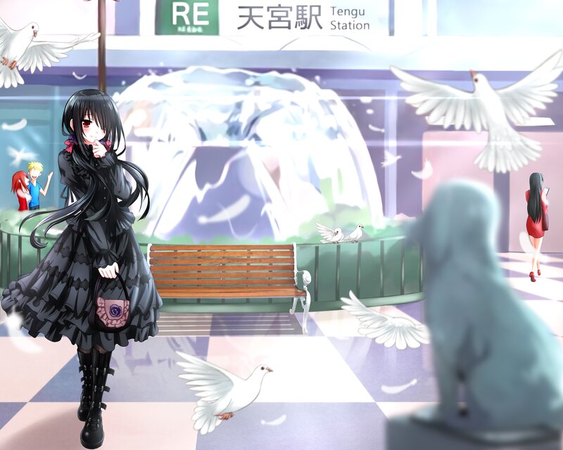 Anime Girl in Black Dress — Serene, Afternoon