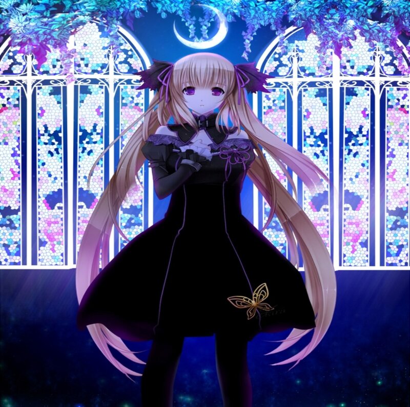 Anime Girl in Black Dress — Serene, Night
