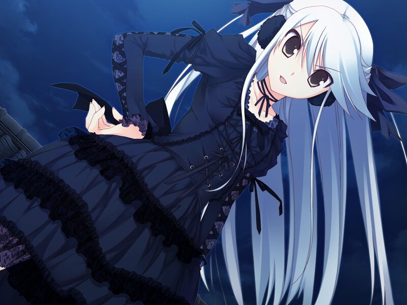anime girl in black dress