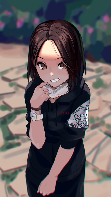 Anime Girl in Black Hoodie — Calm