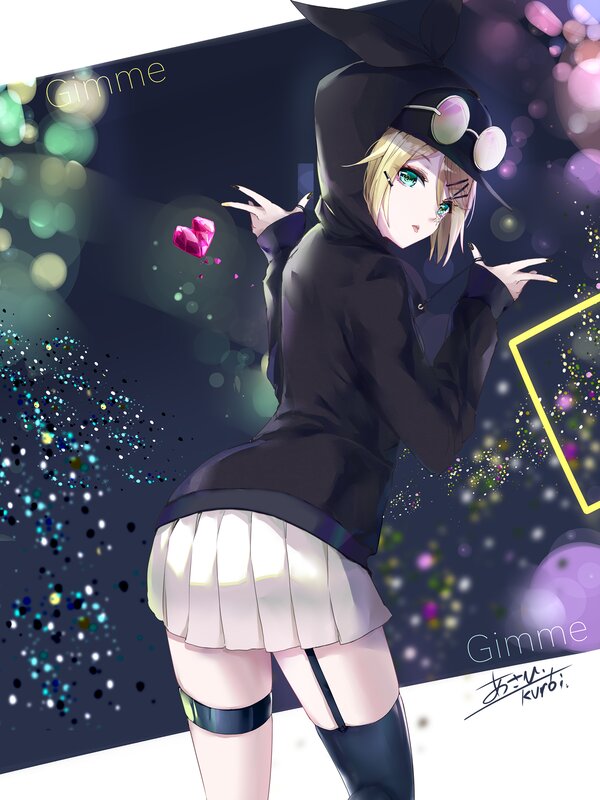 Anime Girl in Black Hoodie — Playful