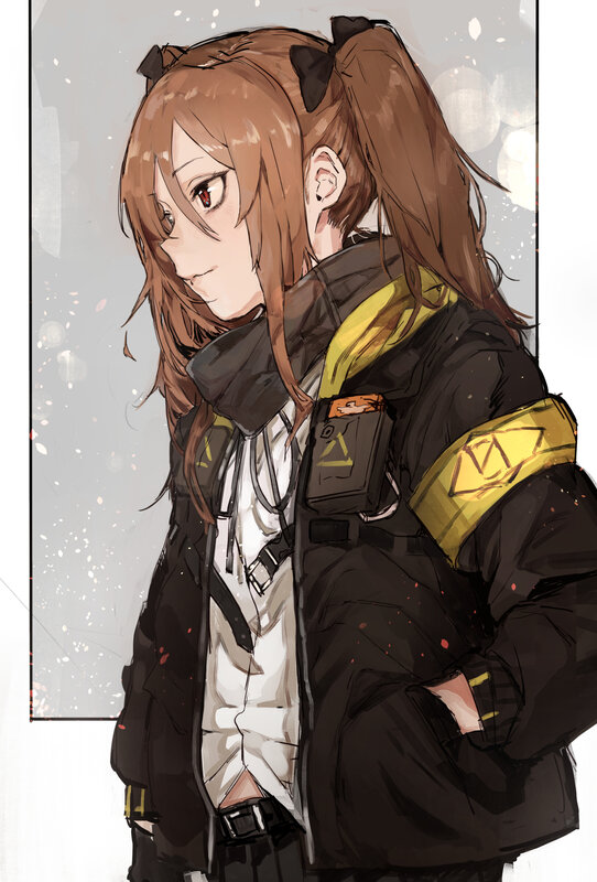 Anime Girl in Black Jacket — Serious