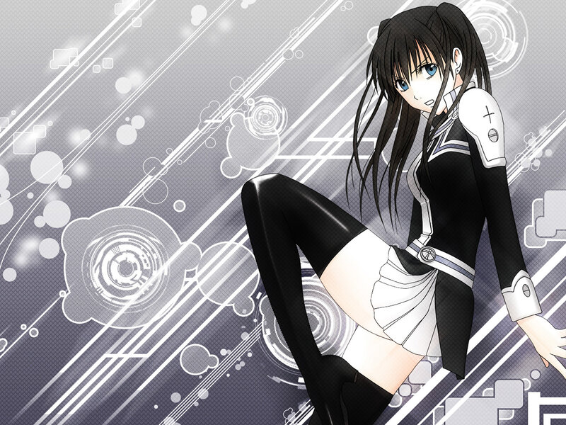 Anime Girl in Black Outfit — Dramatic, Long Hair