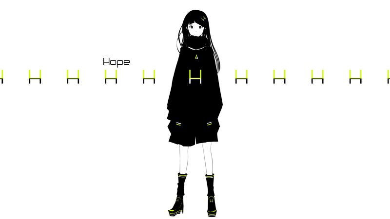 Anime Girl in Black Outfit — Minimalist, Digital Art