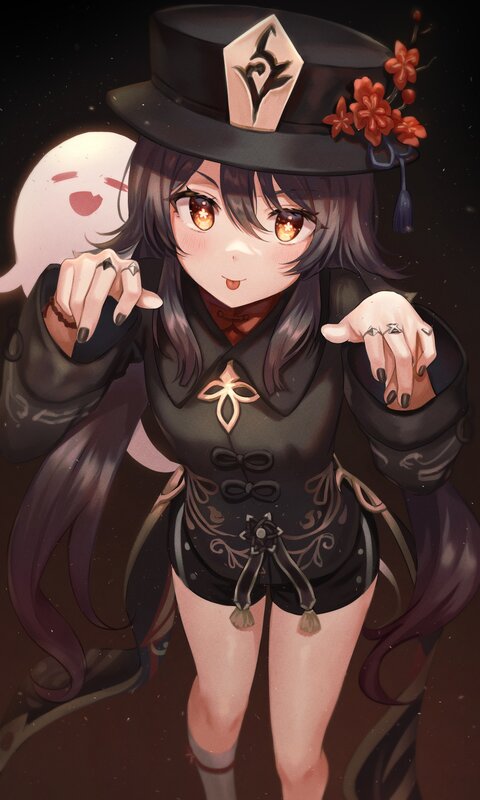 Anime Girl in Black Outfit — Playful, Night
