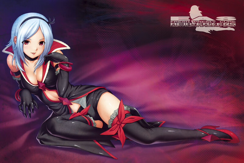 Anime Girl in Black Outfit — Purple, Dramatic, Silver Hair