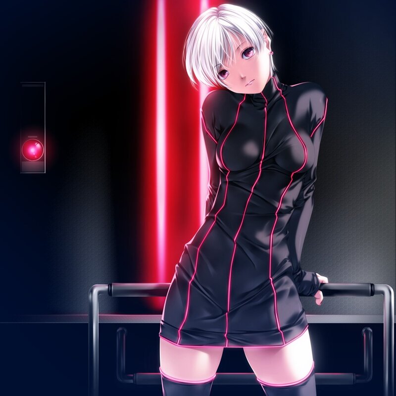 anime girl in black suit