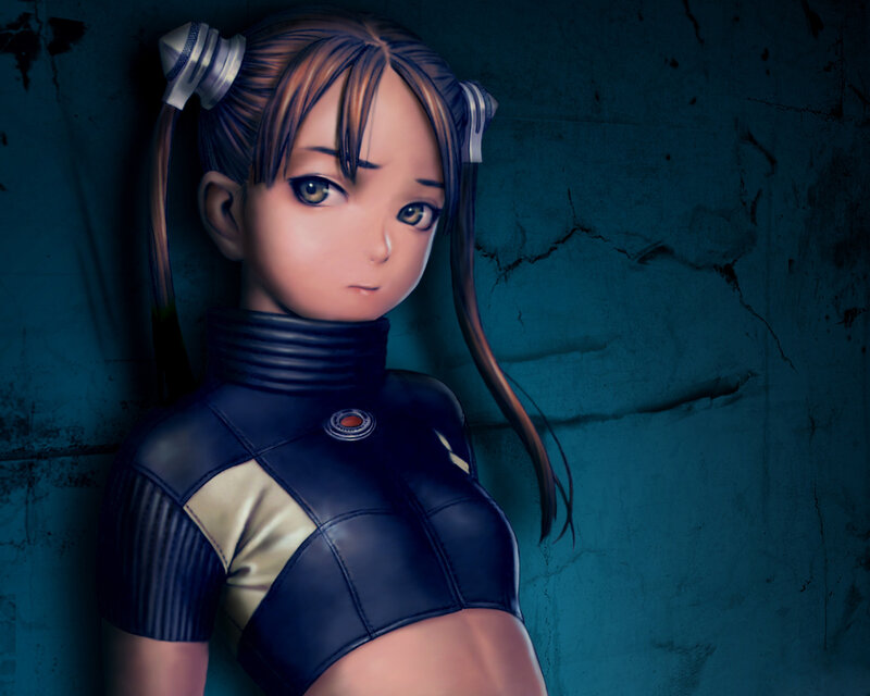 Anime Girl in Black Suit — Blue
