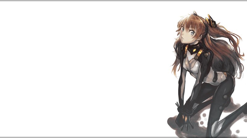 Anime Girl in Black Suit — White