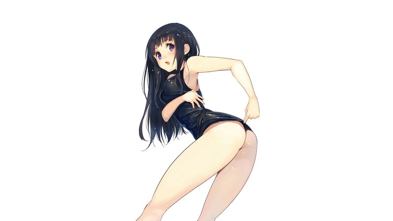 anime girl in black swimsuit