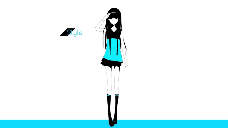 anime girl in blue and black dress