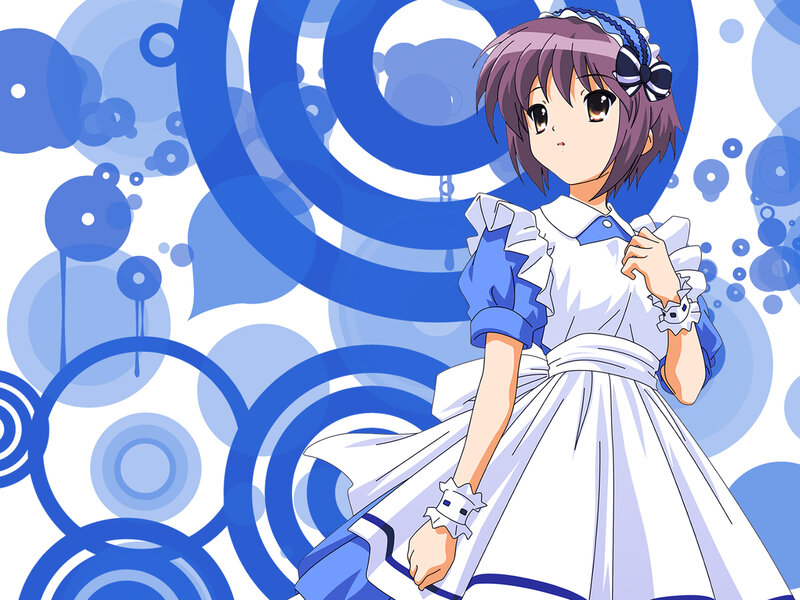 anime girl in blue and white dress