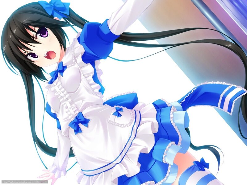 anime girl in blue and white dress