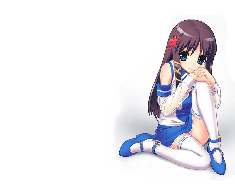 anime girl in blue and white outfit