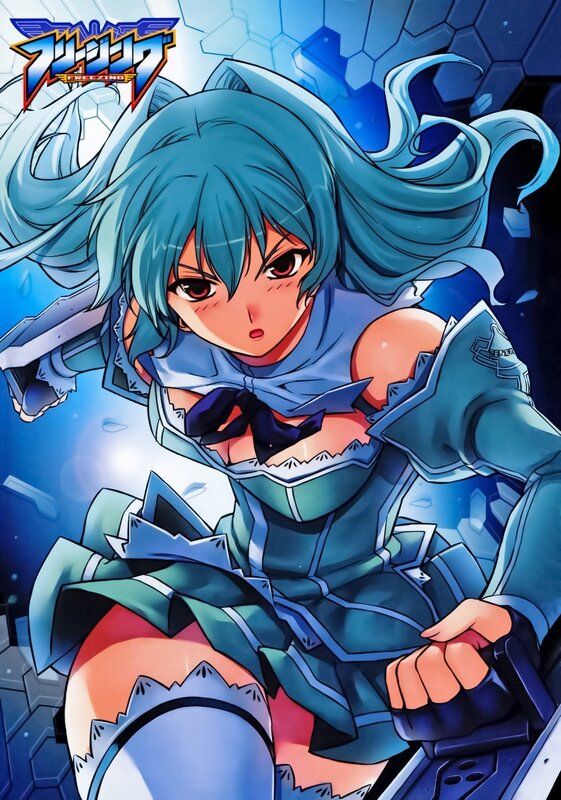 anime girl in blue armor