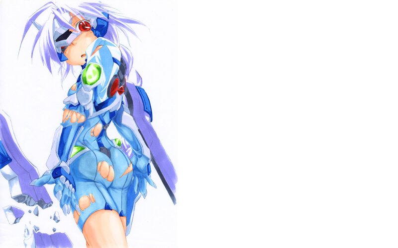 anime girl in blue armor