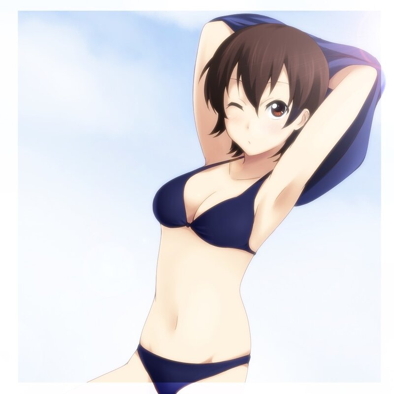 anime girl in blue bikini