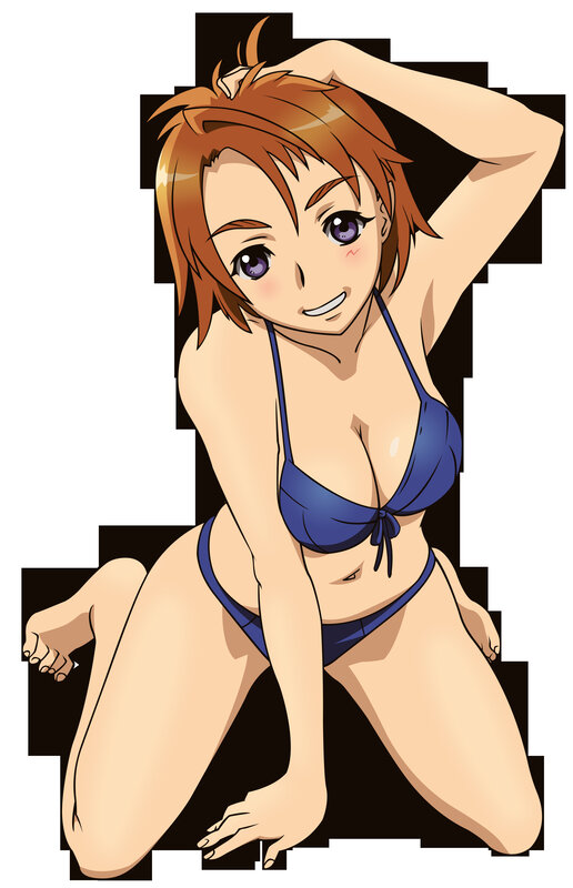 anime girl in blue bikini