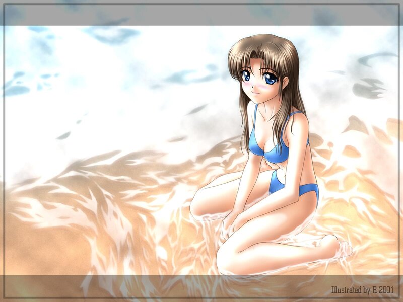 anime girl in blue bikini