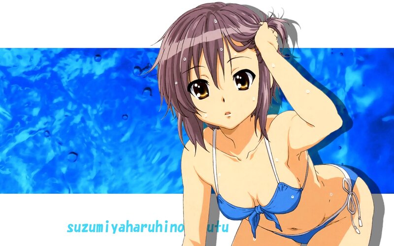 anime girl in blue bikini