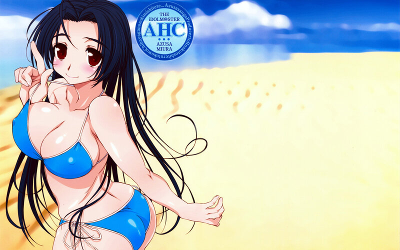Anime girl in blue bikini