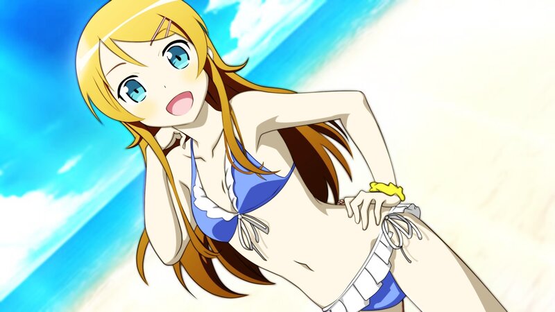 anime girl in blue bikini