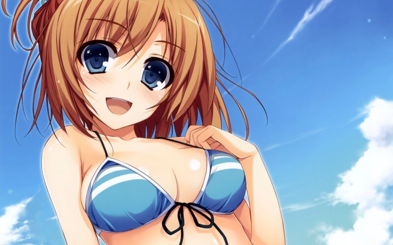 anime girl in blue bikini