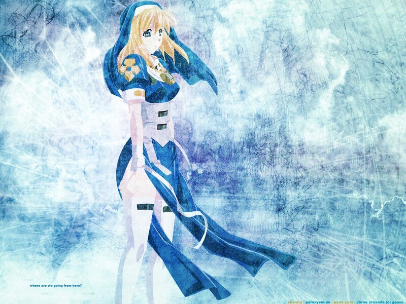 anime girl in blue cloak