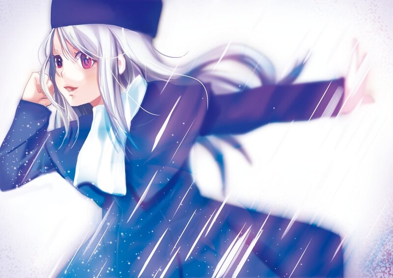 anime girl in blue coat