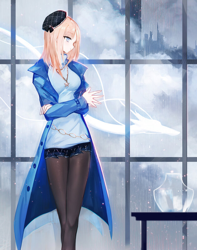 Anime Girl in Blue Coat — Dramatic
