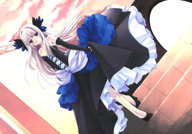 anime girl in blue dress
