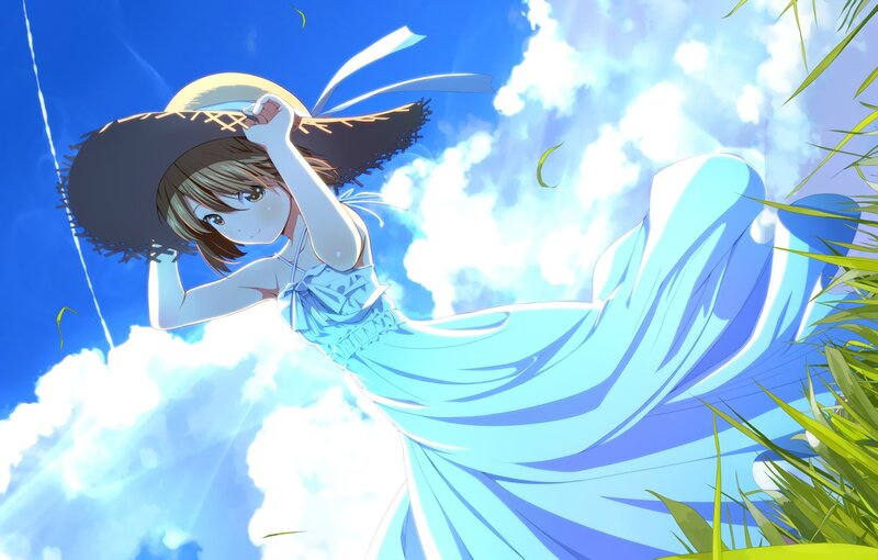 Anime girl in blue dress