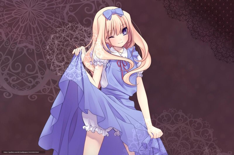 anime girl in blue dress