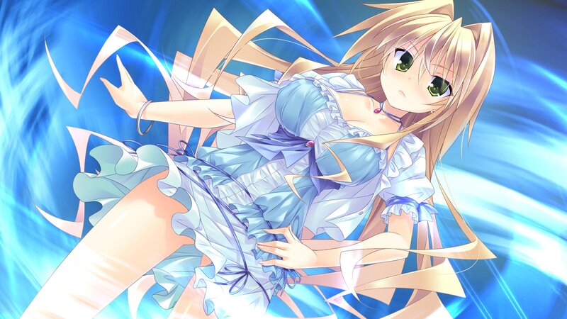 anime girl in blue dress