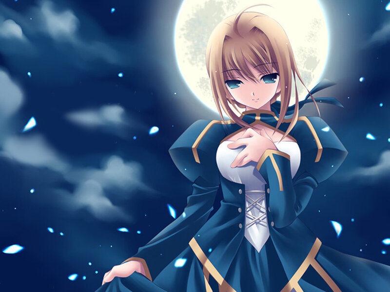 anime girl in blue dress