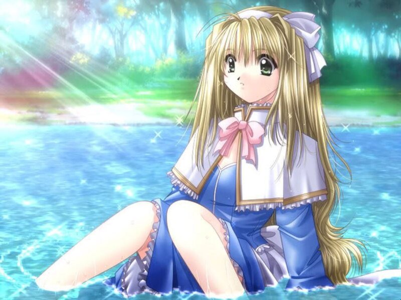 anime girl in blue dress