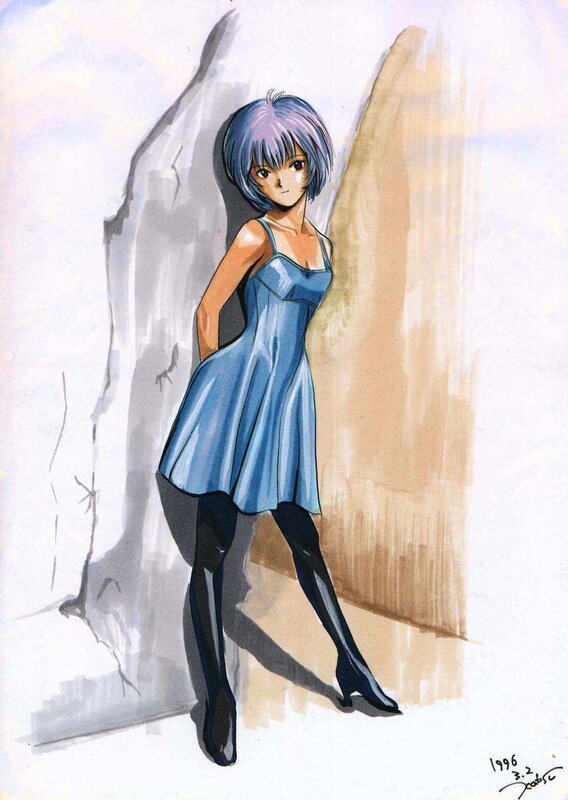 anime girl in blue dress