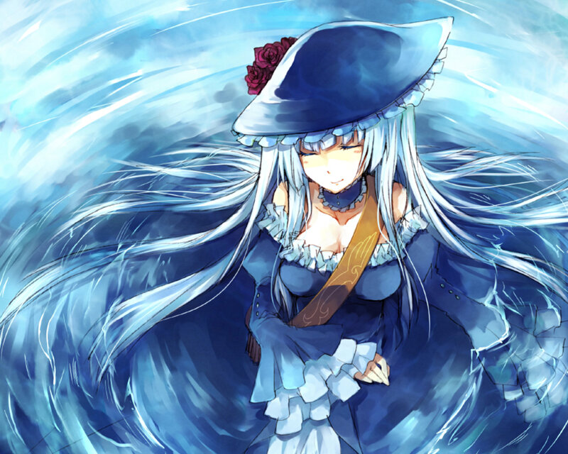 anime girl in blue dress