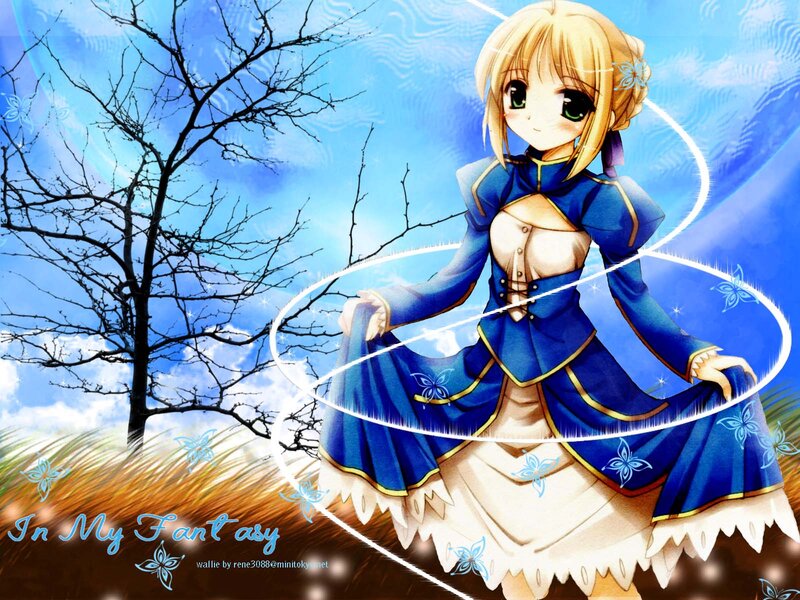 anime girl in blue dress