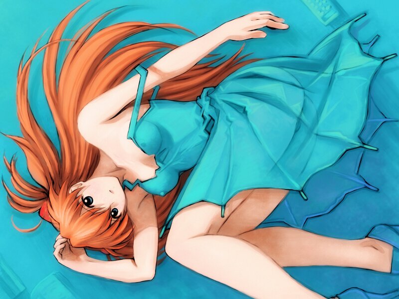 Anime girl in blue dress