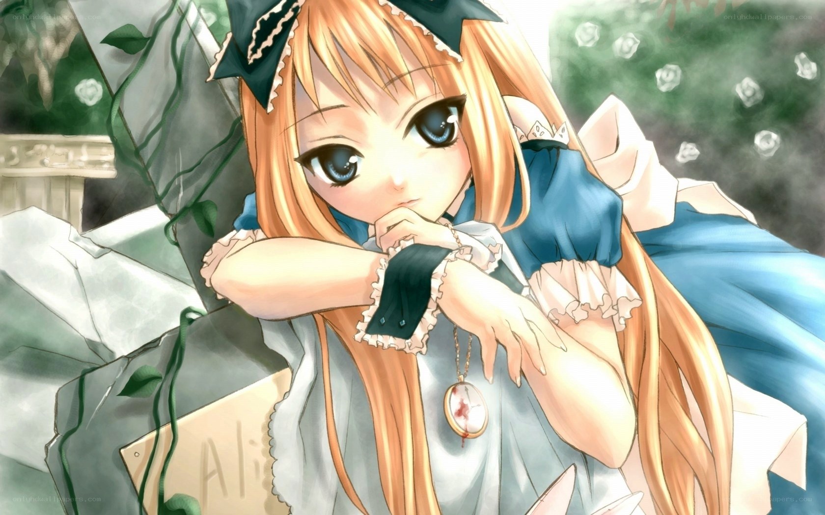 anime girl in blue dress