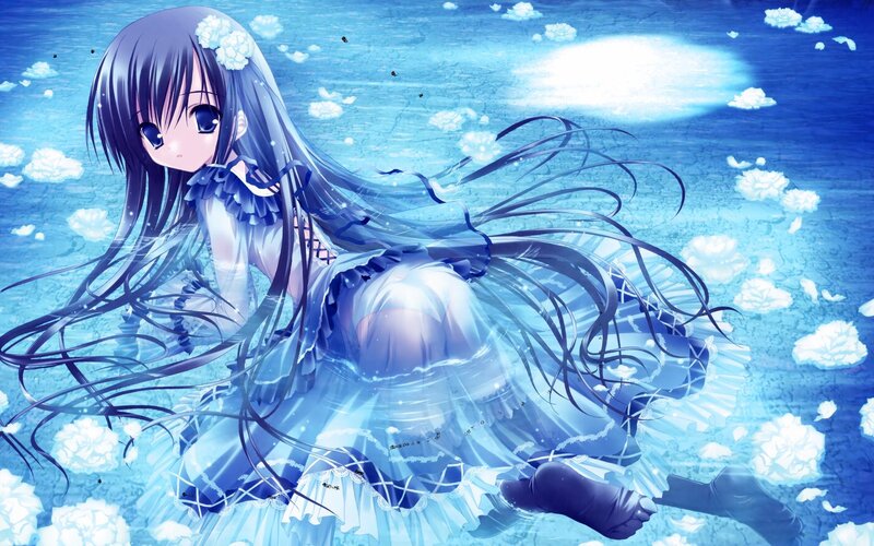 anime girl in blue dress
