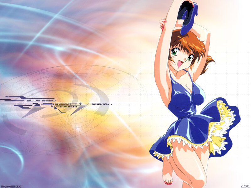 anime girl in blue dress