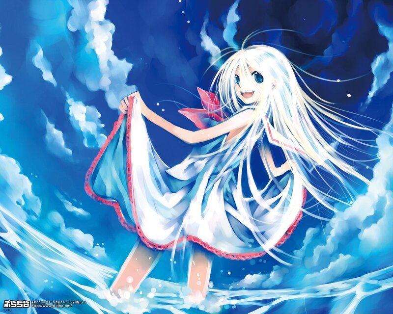 Anime girl in blue dress