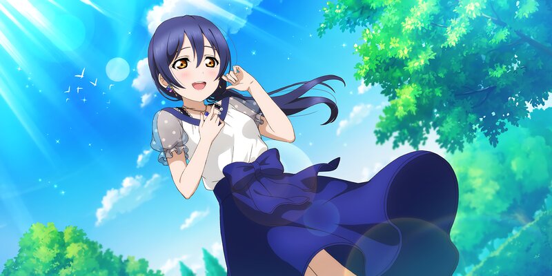 Anime Girl in Blue Dress — Bright, Cheerful