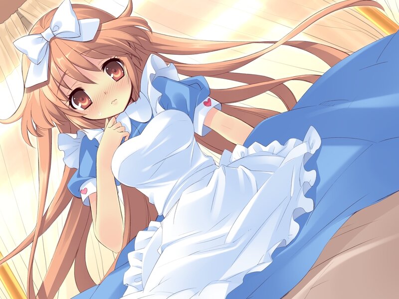 Anime Girl in Blue Dress — Calm, Afternoon, Long Hair