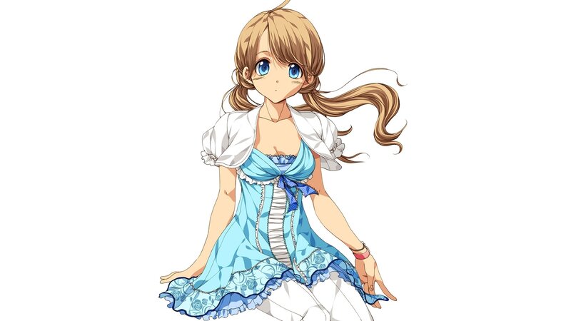 Anime Girl in Blue Dress — Calm, Blue Eyes