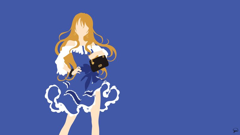 Anime Girl in Blue Dress — Calm, Minimalist