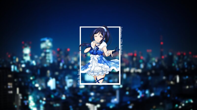 Anime Girl in Blue Dress — Calm, Night, Cityscape