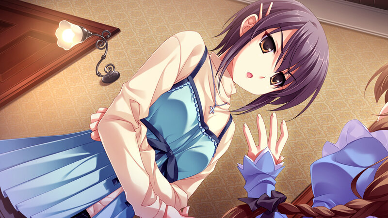 Anime Girl in Blue Dress — Calm, Night, Lamp